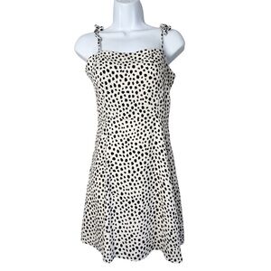 NWT GB Girls white ivory black spot sleeveless mini dress XL